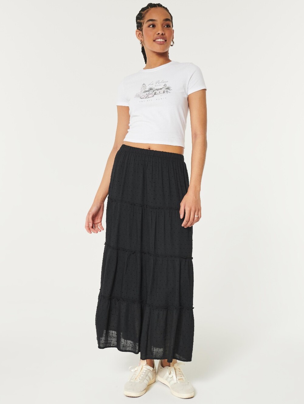Hollister Black Tiered Summer Maxi Skirt